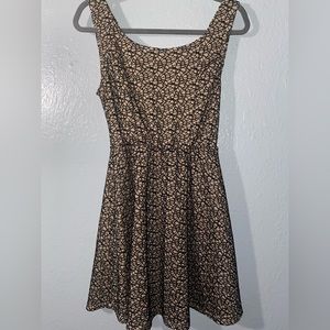 Tan dress with black embroidery & Bow in the back